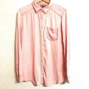 Rubbish Womens Blouse Pink Button Up Pocket Long Sleeve Top Sz M Whimsifairy